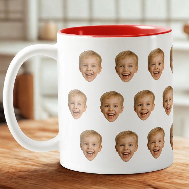 Custom Face Mug, Personalized Face Photo, Family Two-Tone Coffee Mug (Creator Uploaded)