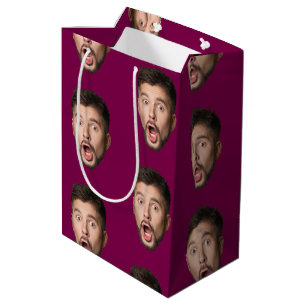 Custom Face Personalized Birthday Wedding Party Medium Gift Bag