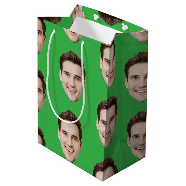 Custom Face Personalized Birthday Wedding Party Medium Gift Bag (Back Angled)