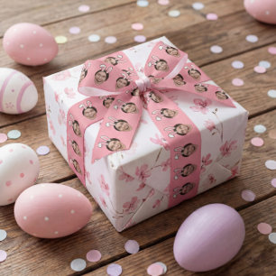 Custom Face Personalized Easter Bunny Ears Photo Satin Ribbon