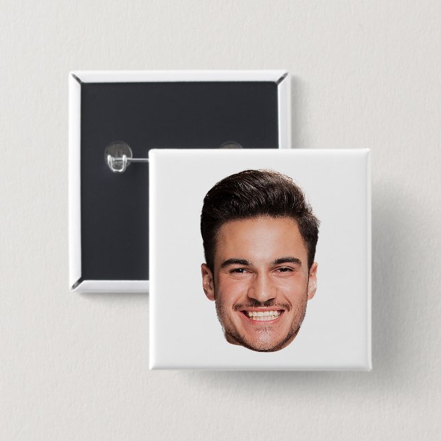 Custom Face Photo 2 Inch Square Button (Front & Back)
