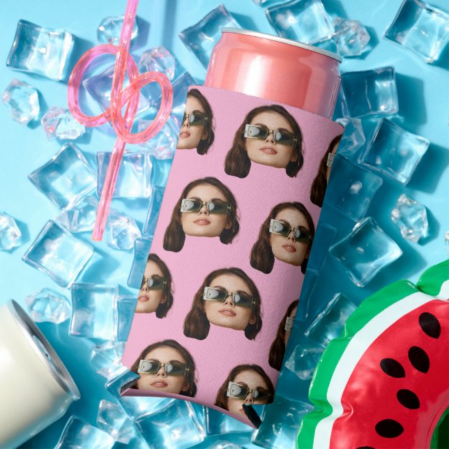 Custom Face Photo Birthday Favours Bachelor Party Seltzer Can Cooler (In Situ Summer)