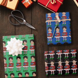 Custom Face Photo Elf Christmas Personalized Photo Wrapping Paper Sheet