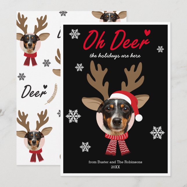Custom Face Photo Reindeer Christmas Holiday Black (Front/Back)