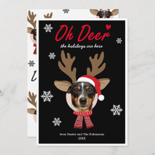 Custom Face Photo Reindeer Christmas Holiday Black