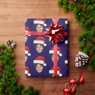 Custom Face Photo Santa Claus Hat Christmas Gift Wrapping Paper