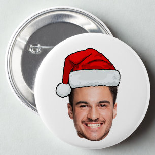 Custom Face Photo Santa Hat Christmas 2 Inch Round Button
