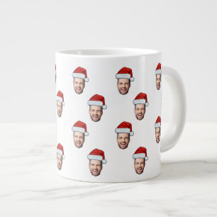 Custom Face Photo Santa Hat Christmas Gift Large Coffee Mug