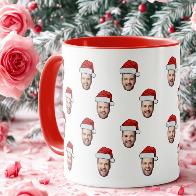 Custom Face Photo Santa Hat Christmas Gift Mug (Creator Uploaded)