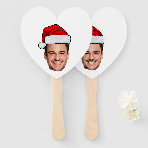 Custom Face Photo Santa Hat Christmas Hand Fan