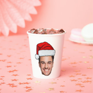 Custom Face Photo Santa Hat Christmas Paper Cups