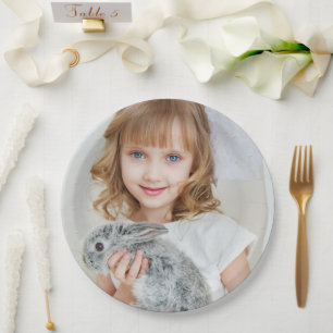 Custom Face Photo Selfie Simple Modern Paper Plate