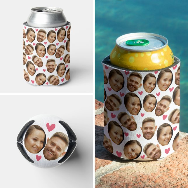 Custom Face Picture Heart Funny Couple Pattern  Can Cooler (Custom Face Picture Heart Funny Couple Pattern, BBQ, or celebrating an anniversary)