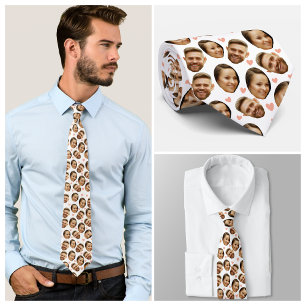 Custom Face Picture Heart Funny Couple Pattern Tie