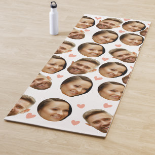 Custom Face Picture Heart Funny Couple Pattern Yoga Mat