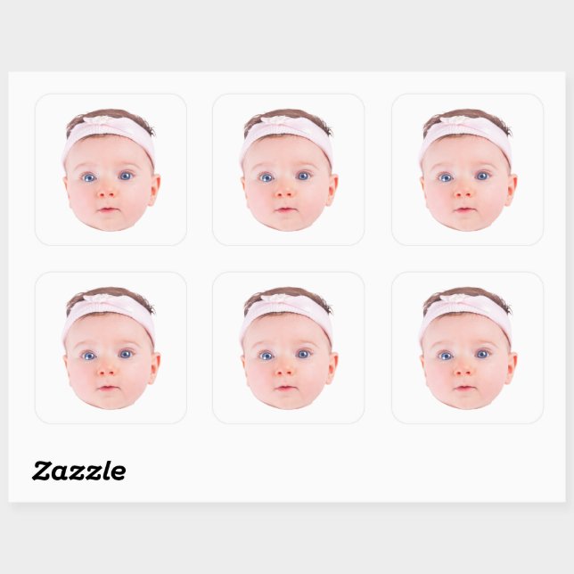 Custom Face Sticker, Personalized Face Photo Sheet Square Sticker (Sheet)
