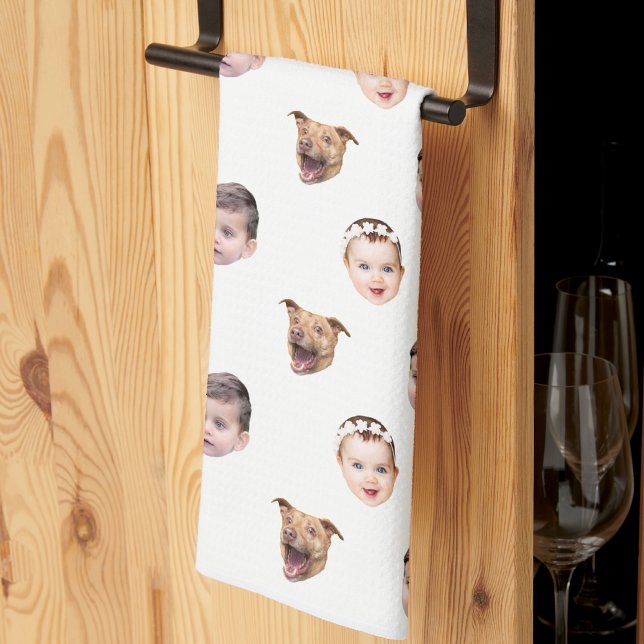 Custom Face, Unique Family Gift 3 Photos Face Kitchen Towel (Creator Uploaded)