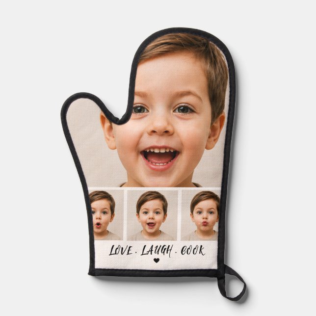 Custom Faces personalized 4 photo  Oven Mitt (Front)