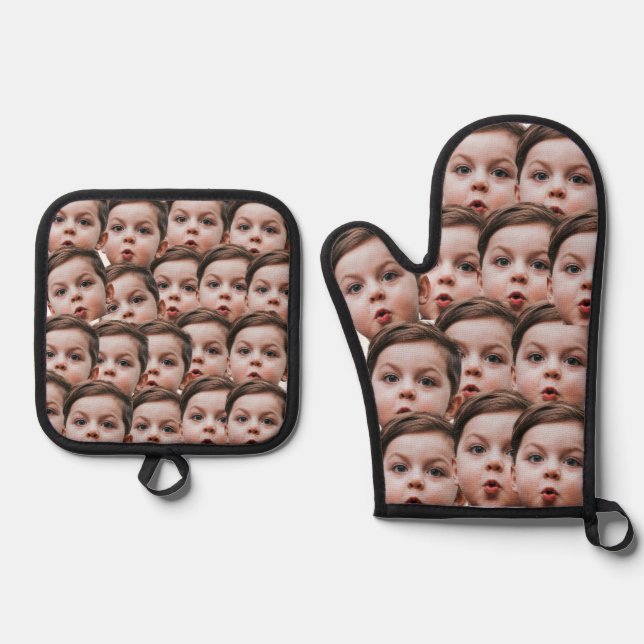 Custom Faces personalized photo  Oven Mitt & Pot Holder Set (Front)