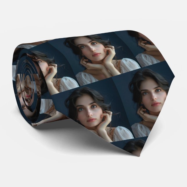 Custom Faces Photo Pattern Personalized Neck Tie (Rolled)
