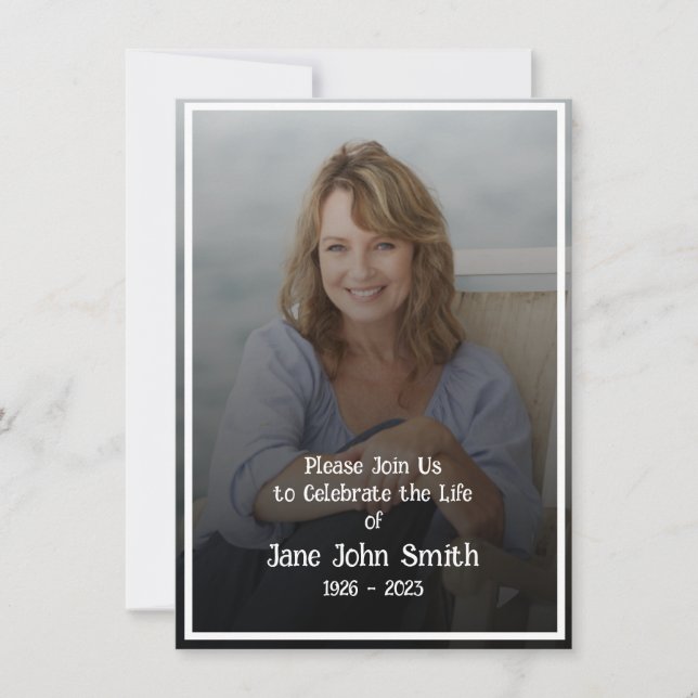 Custom Fade Photo Funeral Invitation Card (Front)