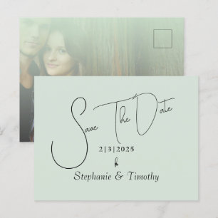 Custom Faded Photo Mint minimalist  Invitation Postcard