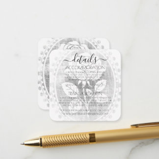 Custom Faded Vintage Rose Cameo Wedding Details Enclosure Card