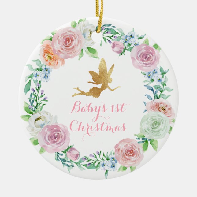 Custom Fairy Baby's 1st Christmas Ornament Girl (Front)