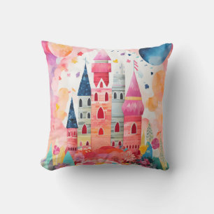 Custom Fairy Tale Castle Throw Pillow