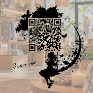 Custom Fairy Tale Magic Tree Silhouette QR Code Window Cling