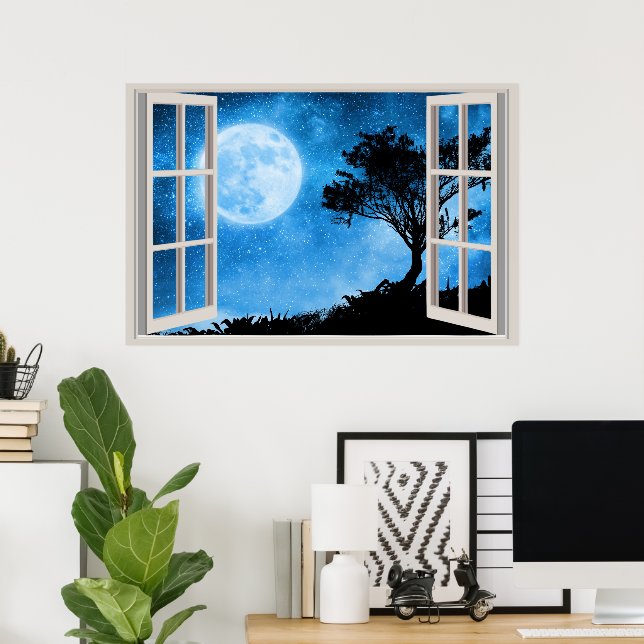 Custom Fake Faux Window  Poster (Home Office)