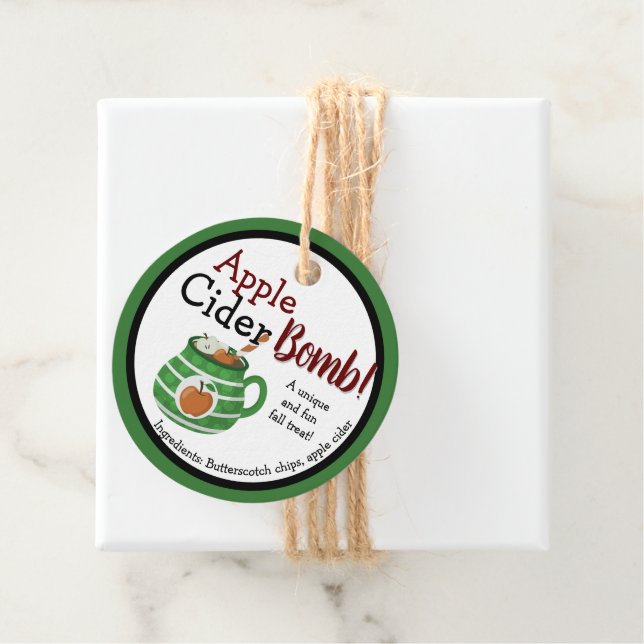 Custom Fall Apple Cider Bomb Tags (In Situ)