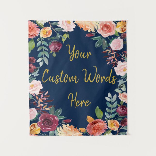 Custom Fall Birthday Party Photo Booth Floral Prop Tapestry (Front)