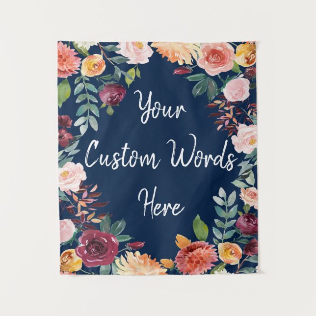 Custom Fall Birthday Party Photo Booth Floral Prop Tapestry (Front)