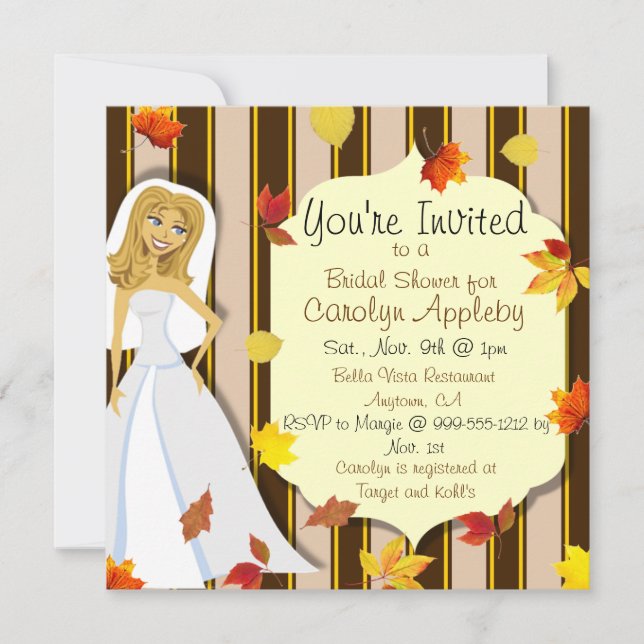 Custom Fall Bridal Shower Invitations (Front)