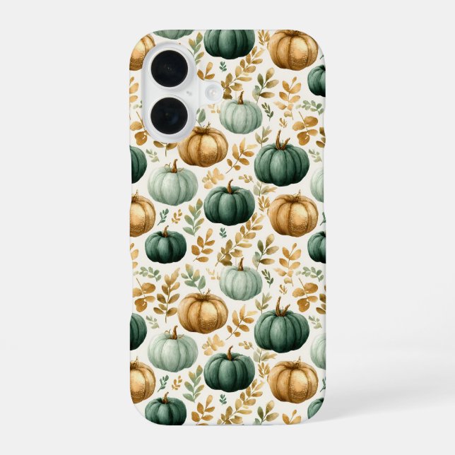Custom Fall Pumpkin Photo Frame iPhone 16 Case (Back)