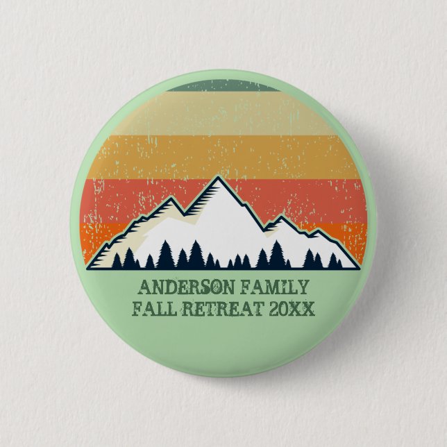 Custom Fall Retreat Sunset Mountain Party 2 Inch Round Button (Front)