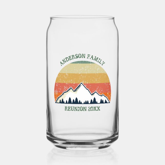 Custom Fall Retreat Sunset Mountain Party Can Glass (Front)