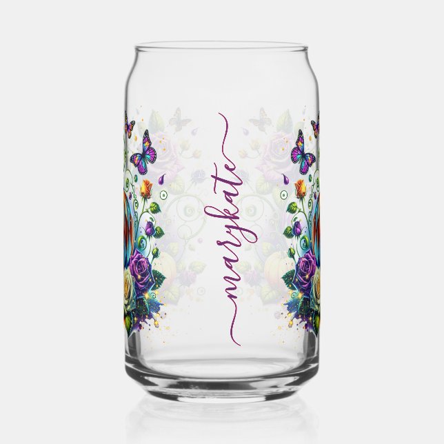 Custom Fall Thanksgiving Pumpkin, Gift for Her Can Glass (Left)