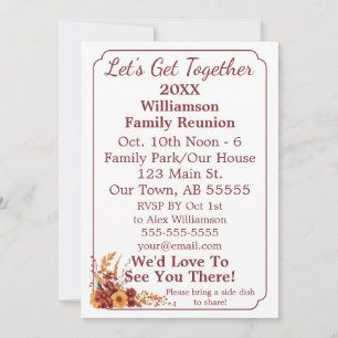 Custom Fall Wildflower Get Together Reunion Card