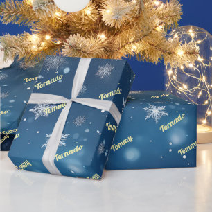 Custom Falling Snow Flake Personalized Wrapping Paper