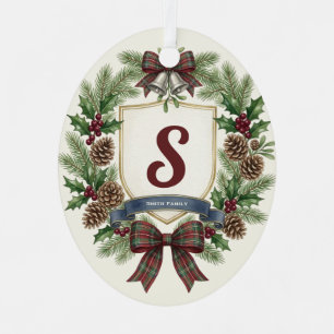 Custom Famiiy Name Christmas Metal Ornament