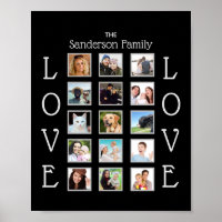 Custom Family 15 Photo Collage Love Black