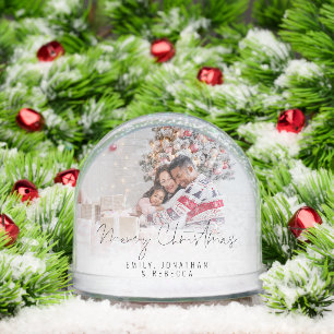 Custom Family 2 Photos Merry Christmas Snowglobe
