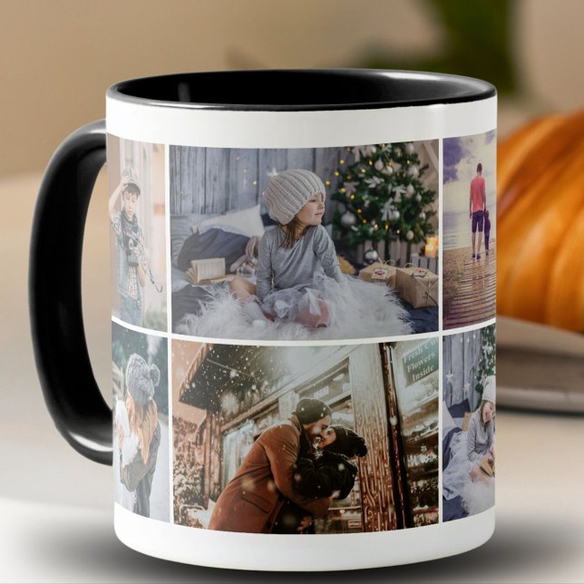 Custom Family 8 Photo Collage Holiday Keepsake Mug (Creator Uploaded)
