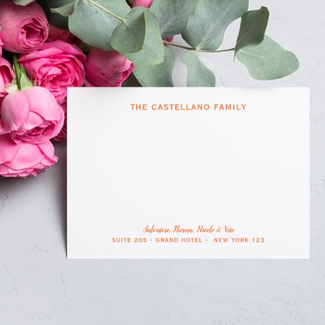Custom Family Address Cursive Names ORANGE Card (Creator Uploaded)