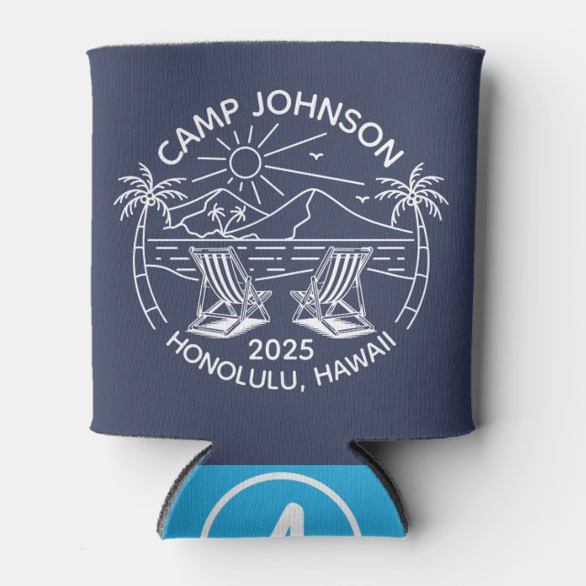 Custom Family Beach Vacation Group Matching Can Cooler (Front)