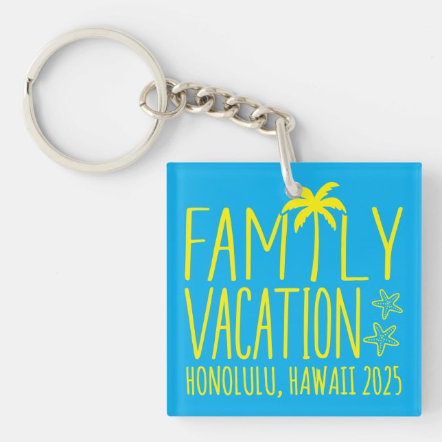 Custom Family Beach Vacation Group Matching  Keychain (Front)