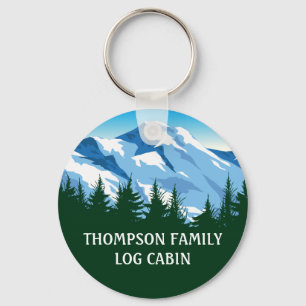 Custom Family Cabin Blue Mountain Forest Nature Keychain