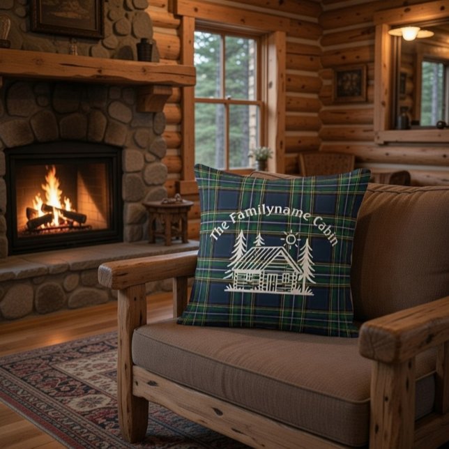 Custom Family Cabin Throw Pillow  (Creator Uploaded)